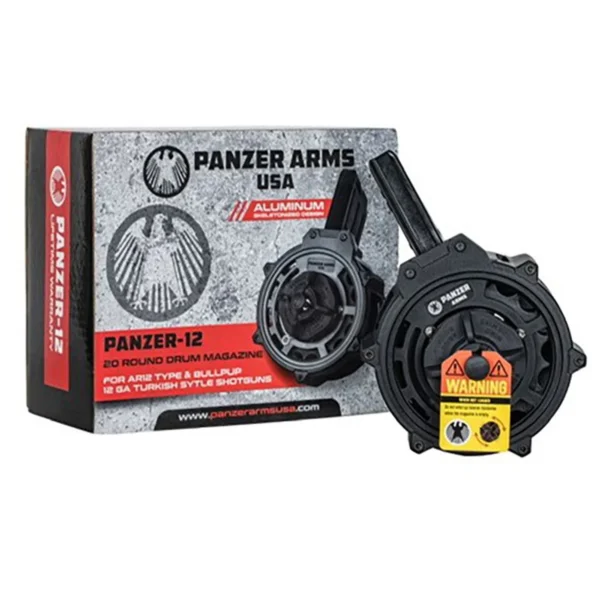 Panzer Arms AR-12 12 Gauge 20 Round Drum, Skeletonized Aluminum