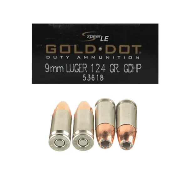 9mm – 124 gr JHP – Speer Gold Dot (53618) – 1000 Rounds